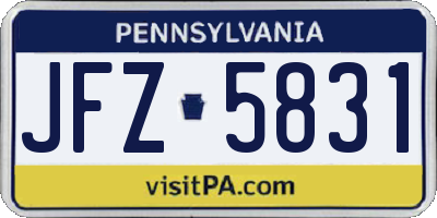 PA license plate JFZ5831