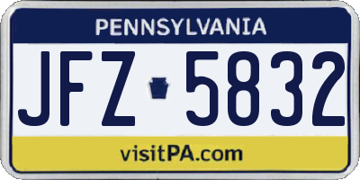 PA license plate JFZ5832