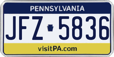 PA license plate JFZ5836
