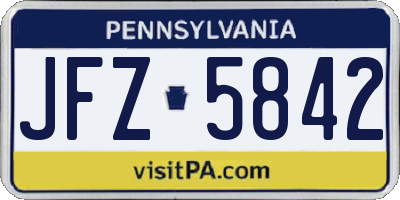 PA license plate JFZ5842