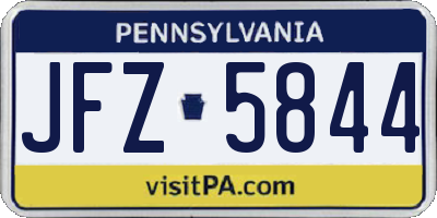 PA license plate JFZ5844