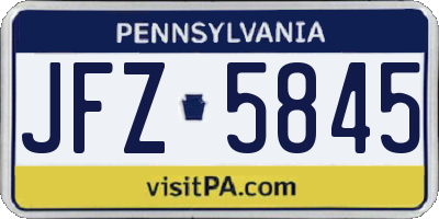 PA license plate JFZ5845