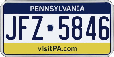 PA license plate JFZ5846