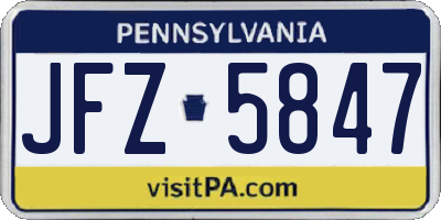 PA license plate JFZ5847