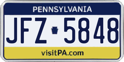 PA license plate JFZ5848