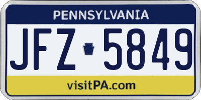PA license plate JFZ5849