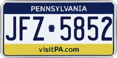 PA license plate JFZ5852