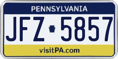 PA license plate JFZ5857