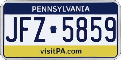 PA license plate JFZ5859