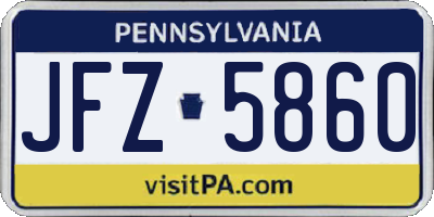 PA license plate JFZ5860
