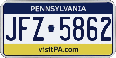 PA license plate JFZ5862
