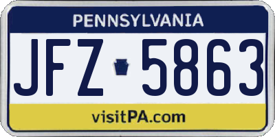 PA license plate JFZ5863