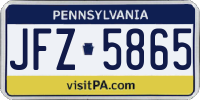 PA license plate JFZ5865
