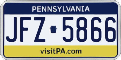 PA license plate JFZ5866