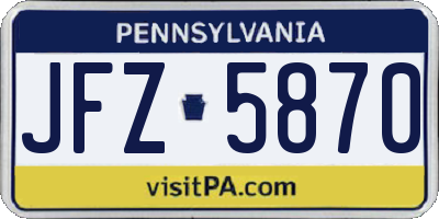 PA license plate JFZ5870