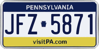 PA license plate JFZ5871