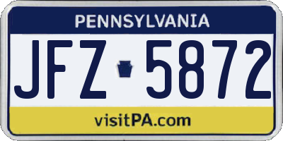 PA license plate JFZ5872