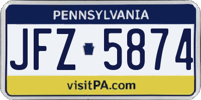 PA license plate JFZ5874
