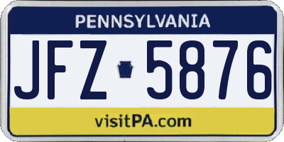 PA license plate JFZ5876