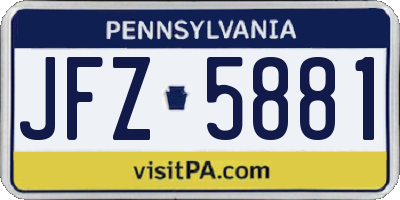 PA license plate JFZ5881