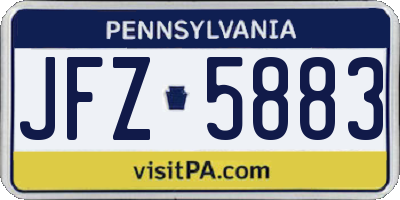 PA license plate JFZ5883