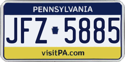 PA license plate JFZ5885