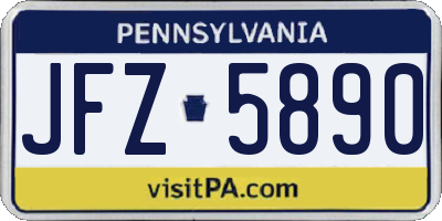 PA license plate JFZ5890