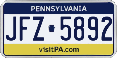 PA license plate JFZ5892