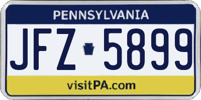 PA license plate JFZ5899