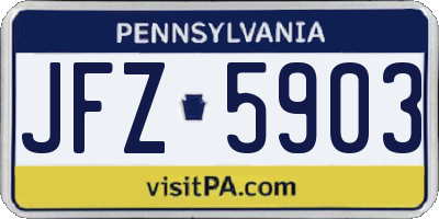 PA license plate JFZ5903