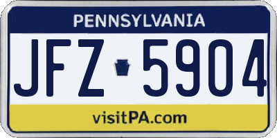 PA license plate JFZ5904