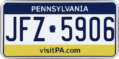 PA license plate JFZ5906