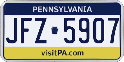 PA license plate JFZ5907
