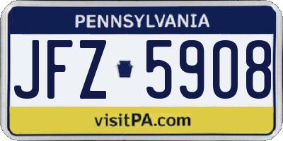 PA license plate JFZ5908