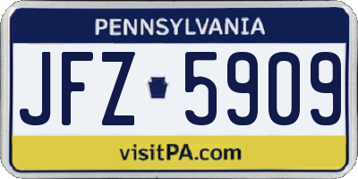 PA license plate JFZ5909