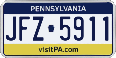 PA license plate JFZ5911