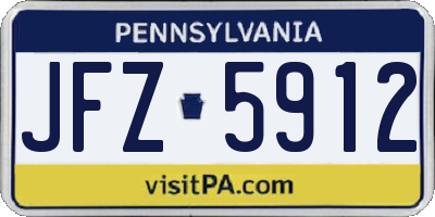 PA license plate JFZ5912