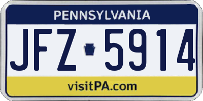 PA license plate JFZ5914