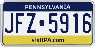PA license plate JFZ5916