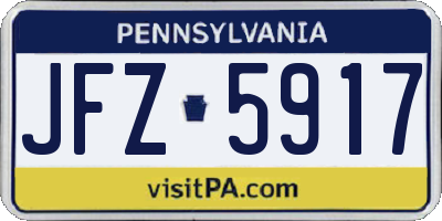 PA license plate JFZ5917