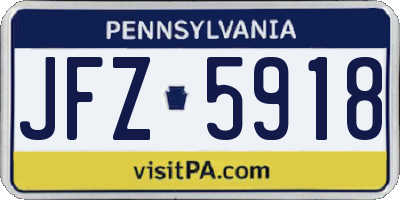PA license plate JFZ5918