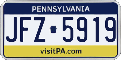 PA license plate JFZ5919