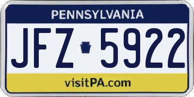 PA license plate JFZ5922