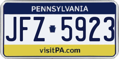 PA license plate JFZ5923