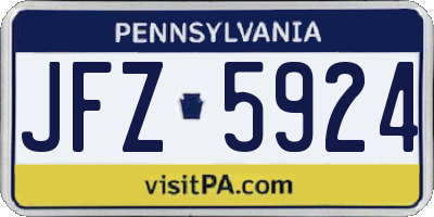 PA license plate JFZ5924