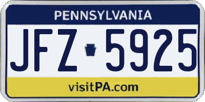 PA license plate JFZ5925