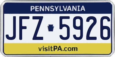 PA license plate JFZ5926