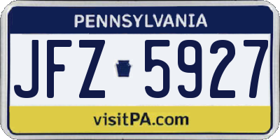 PA license plate JFZ5927