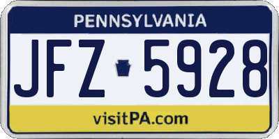 PA license plate JFZ5928