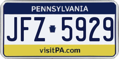 PA license plate JFZ5929